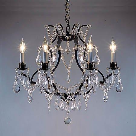 Wrought Iron Crystal Chandelier Lighting H19" X W20" - A500-3030/6