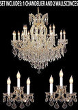 Swarovski 3Pc Lighting Set - Maria Theresa Crystal Chandelier And 2 Wall Sconces - 1Ea 1/21510/15+1 + 2Ea CG/2813/3Sw A500-