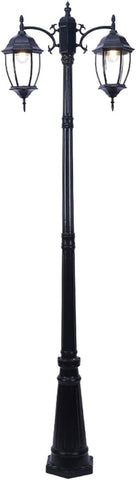 87" Double-Head Outdoor Lamp Post Light, Black Aluminum Lantern Street Light for Driveway, Garden & Patio