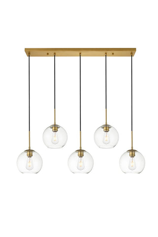 ZC121-LD2228BR - Living District: Baxter 5 Lights Brass Pendant With Clear Glass
