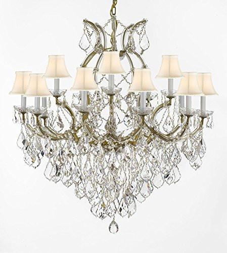 Maria Theresa Empress Crystal (Tm) Chandelier Lighting H 38" W 37" With White Shades - A500-Sc/21510/15+1