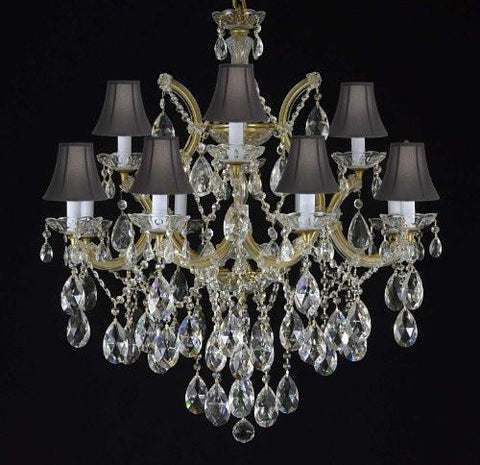 Maria Theresa Chandelier Crystal Lighting Chandeliers With Shades H30" X W28" - A500-Blackshades/21532/12+1