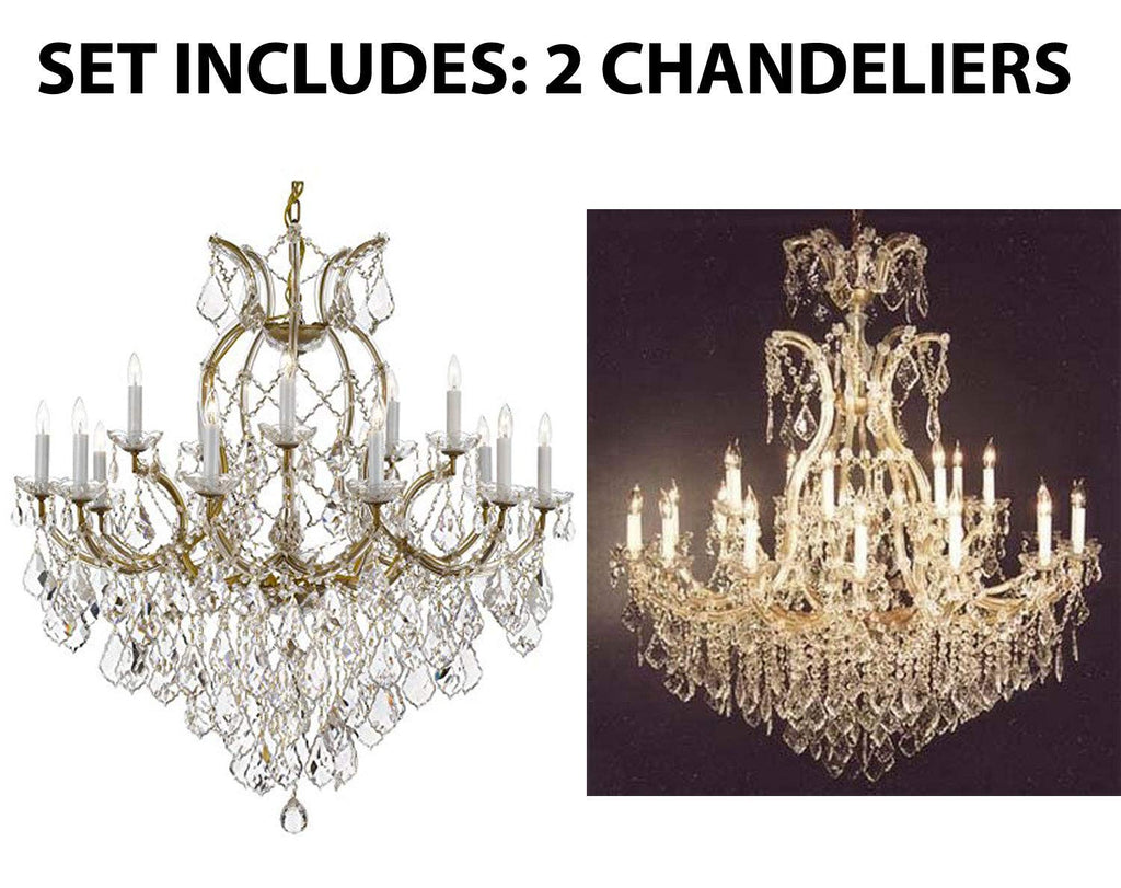 Set of 2-1 Maria Theresa Crystal Lighting Chandeliers Lights Fixture Ceiling Lamp H38" X W37" and 1 Crystal Chandelier Lighting Chandeliers Size: H52" X W46" - 1/21510/15+1 + 52/2MT/24+1 A500-
